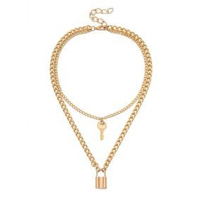 🍏50% OFF/3+...Double Layer Lock and Key Necklace
